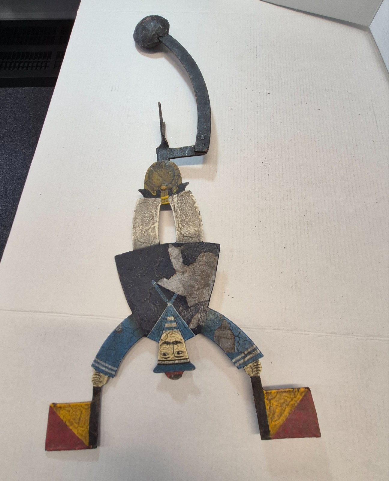 Vtg Nautical Metal Balancing Figurines Nautical Female and Flag Waving Male