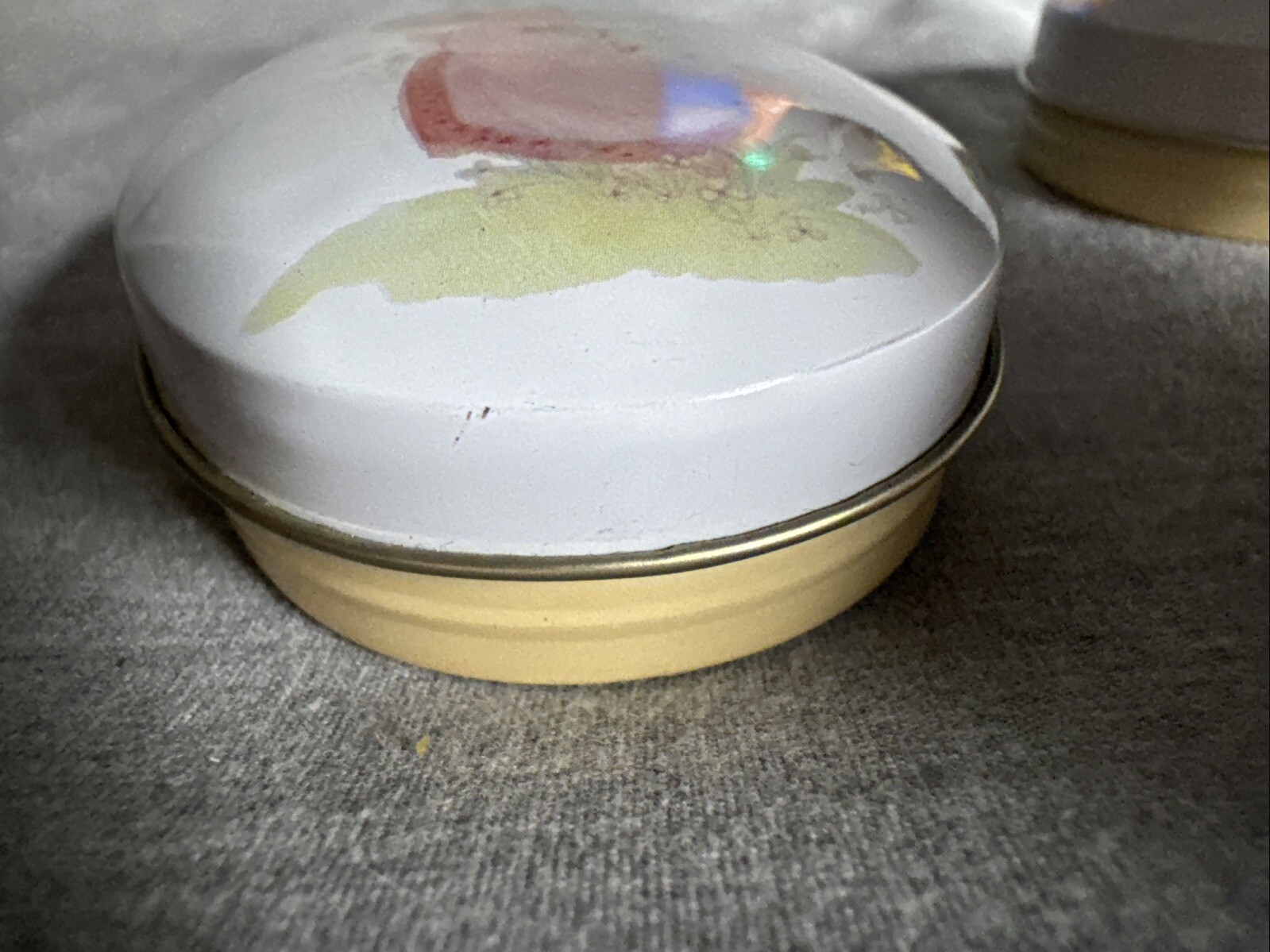 2 Precious Moments 1983 Enesco Metal Oval Tin 3 1/2 by 2 1/2 inch Vintage
