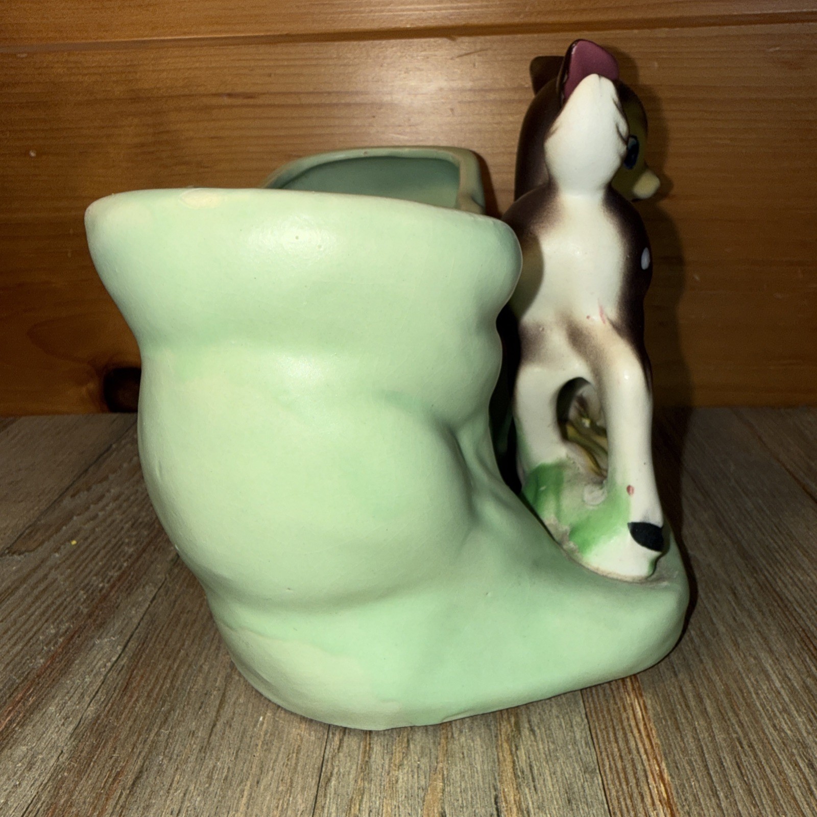 Vintage Inarco Napco Deer Planter Green Bambi Inspired Fawn MCM Kitsch #FB1667