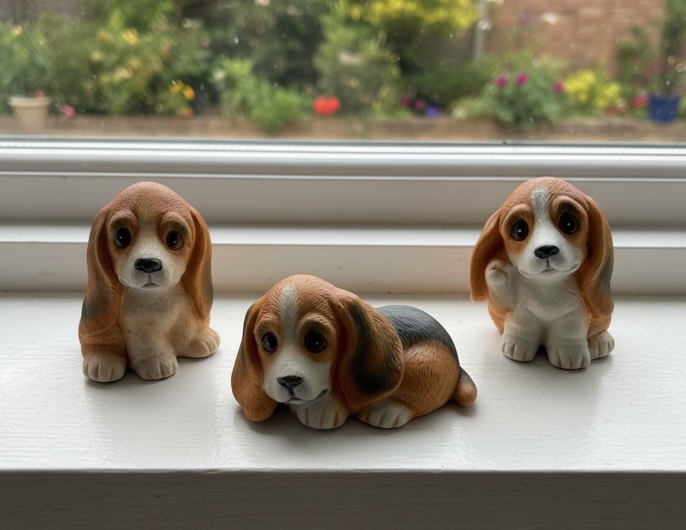 Lot of 3 Vintage HOMCO Home Interiors Ceramic Puppy Dog Figurines Set #1407