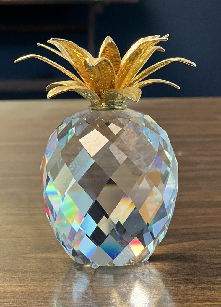 Swarovski Large 4” Gold Pineapple – Hammered leaves Retired