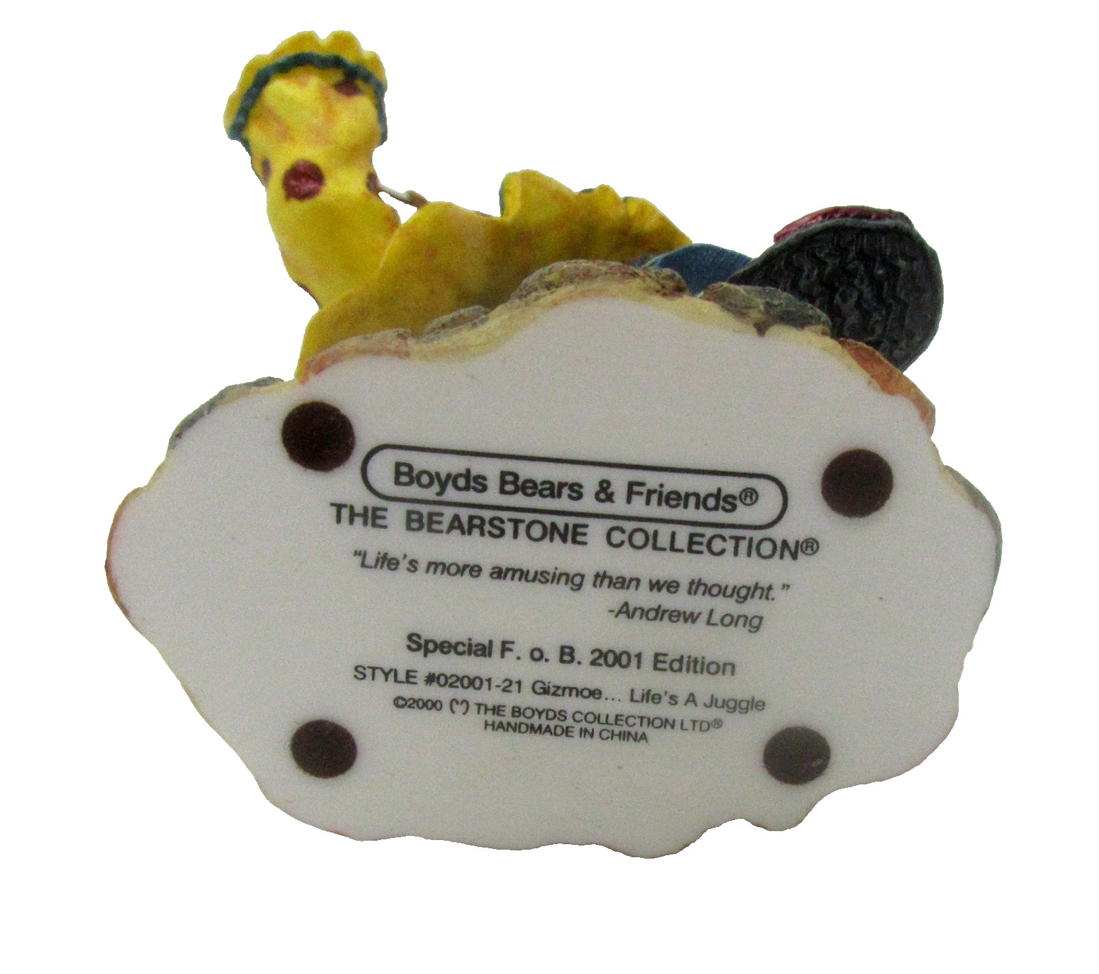 Boyds’ Bear Gizmoe Life’s A Juggle Figurine and Clown Pin Dated 2001-Boxed