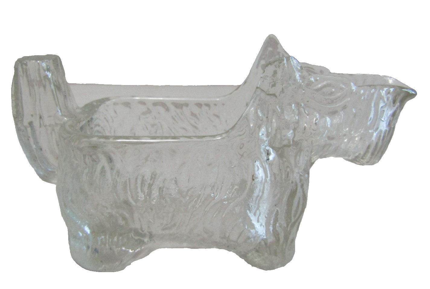 Vintage Scottie Dog Clear Art Glass Candy Container- Scotty ~ 5 1/4″ L x 3.0″ T