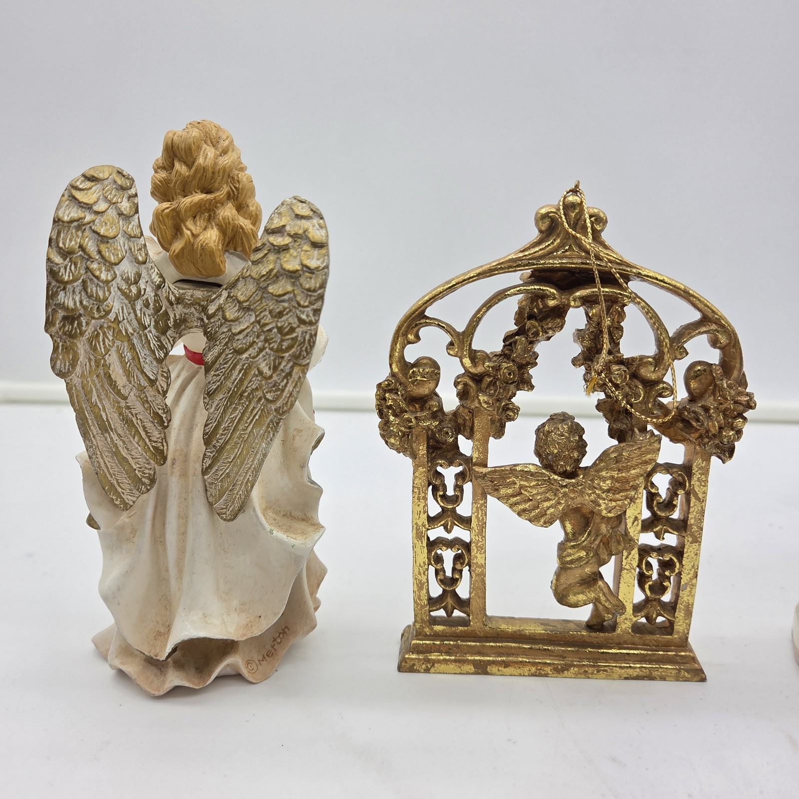 Lot of 4 Angel & Girl Figurines – Porcelain, Polystone, Resin, Ceramic – Mixed