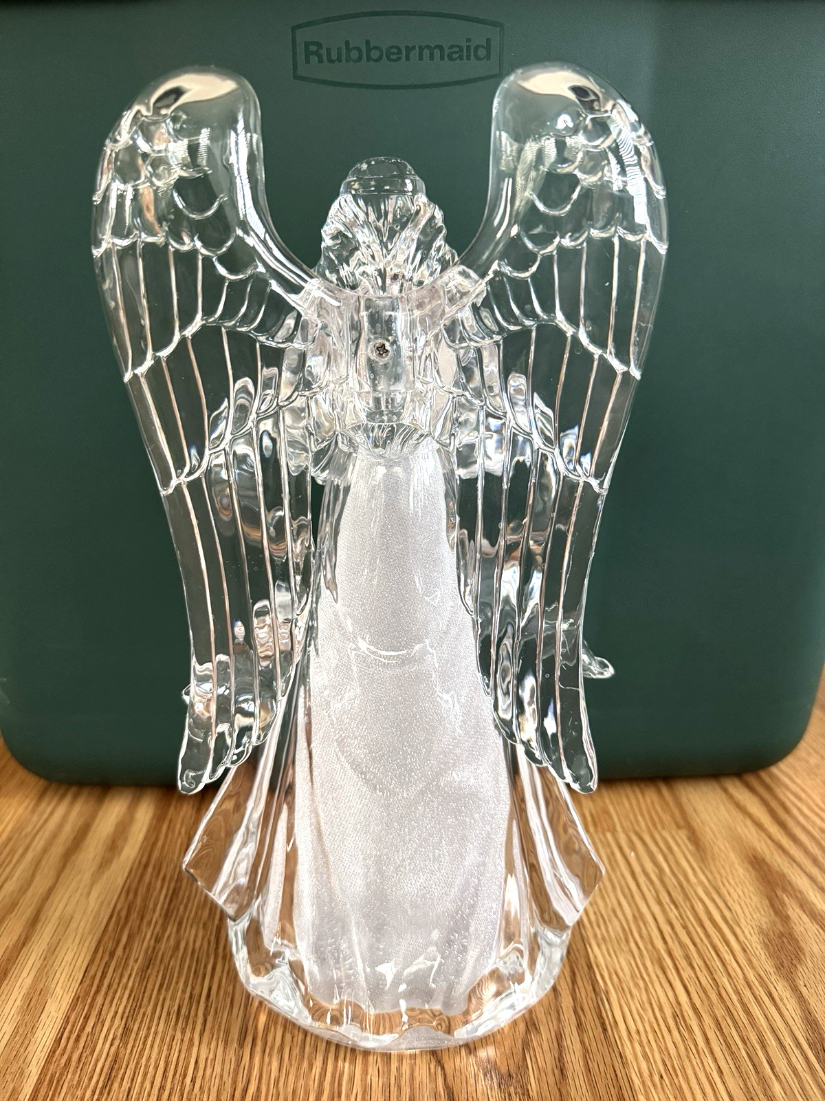 Acrylic Iridescent LED Light-Up Angel Playing Horn Figurine 12″ Tall