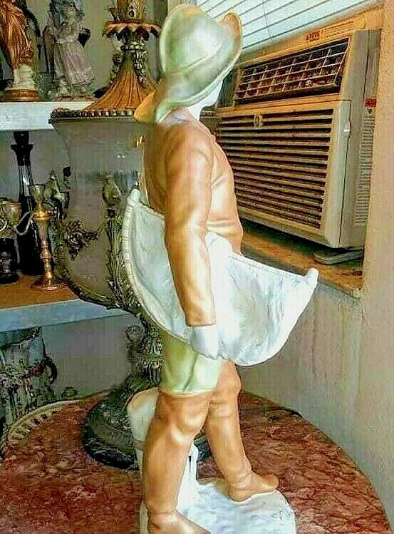 Vintage Royal Dux Porcelain Figurine, “The Fisherman”. 21″ high. 1920-30´s.