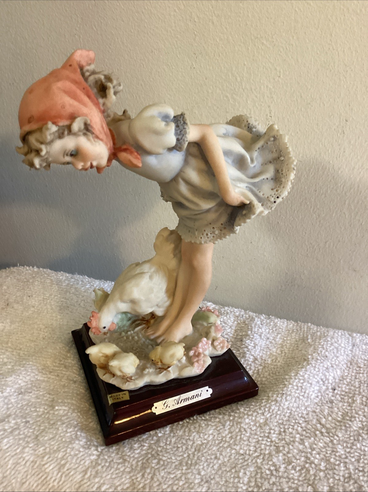 G. Armani Figurine, Girl withChickens. 7” Tall.