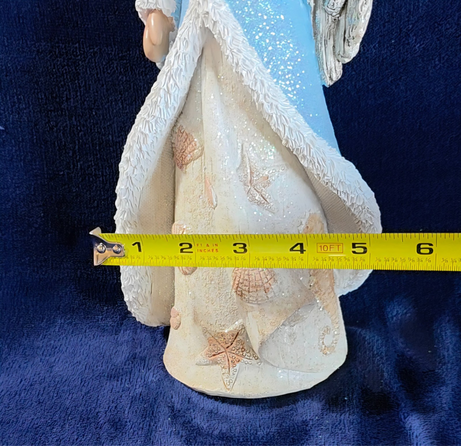 Macy’s 12″ Resin Aqua & Ivory Seaside Angel w/ Seashell Skirt & Driftwood Wings