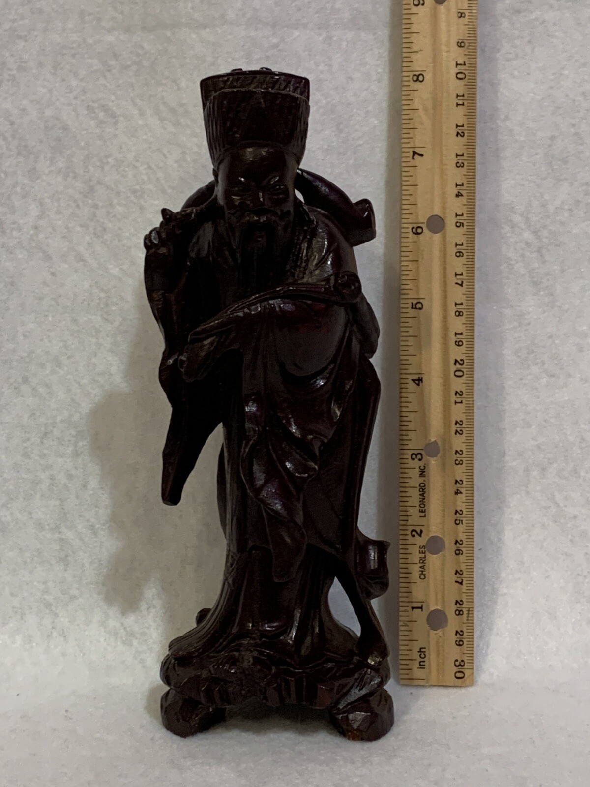 Hand Carved Chinese Asian Wise Man Diety Wooden Statue Figurine Oriental Decor
