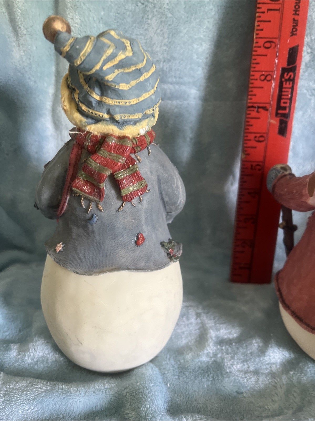 Vintage 90’s Decorative Resin Winter Christmas Snowman Couple 9 inches Holiday