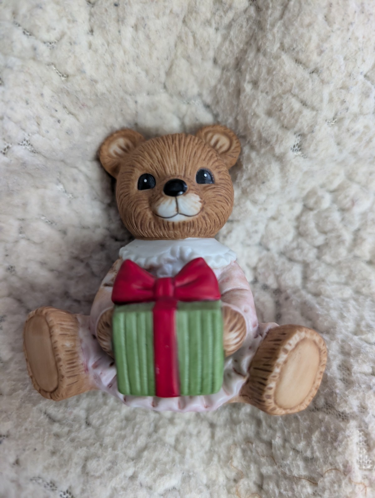 Vintage HOMCO 5212 Girl Bear Figurine Christmas Gift 2.5in x 3in