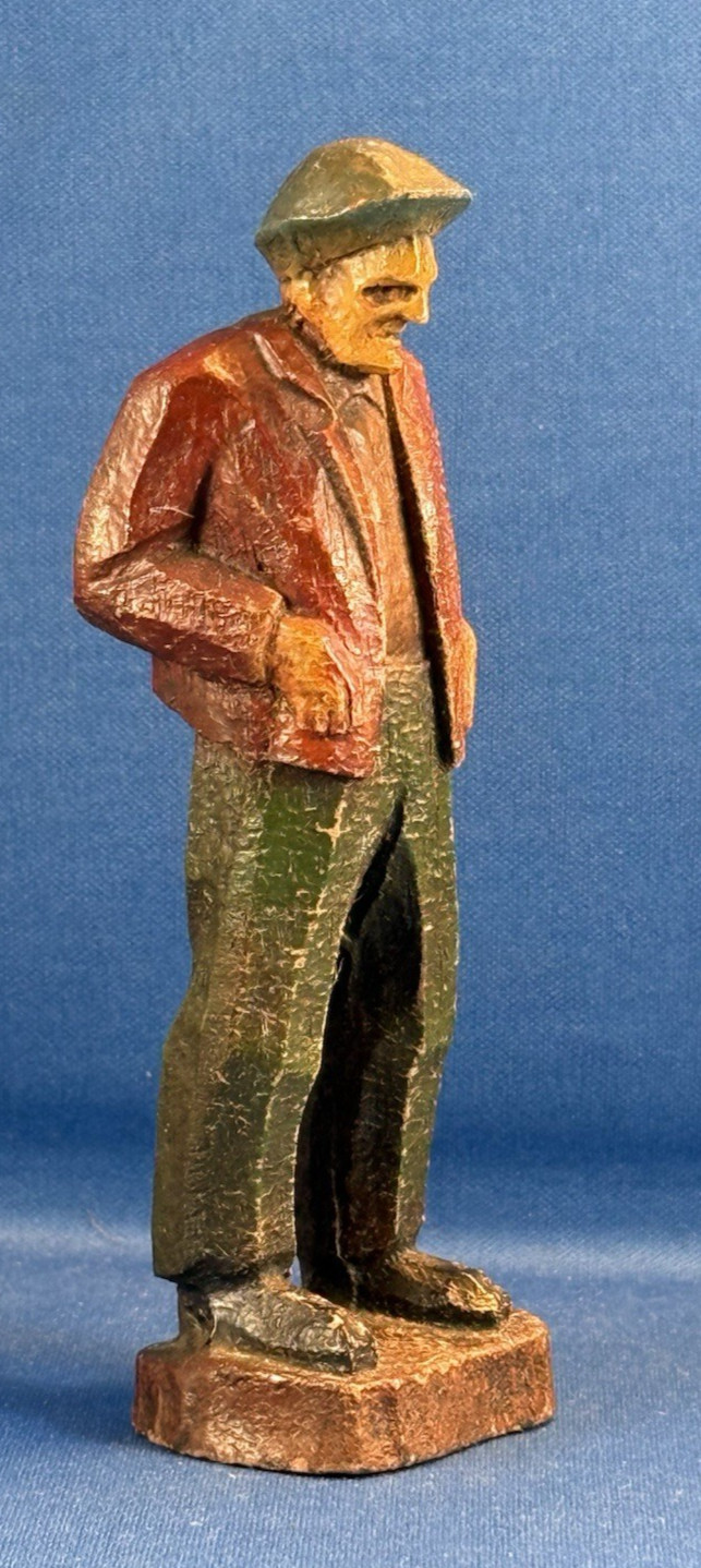 Wood Standing Man Figure Handmade Folk 5.25″