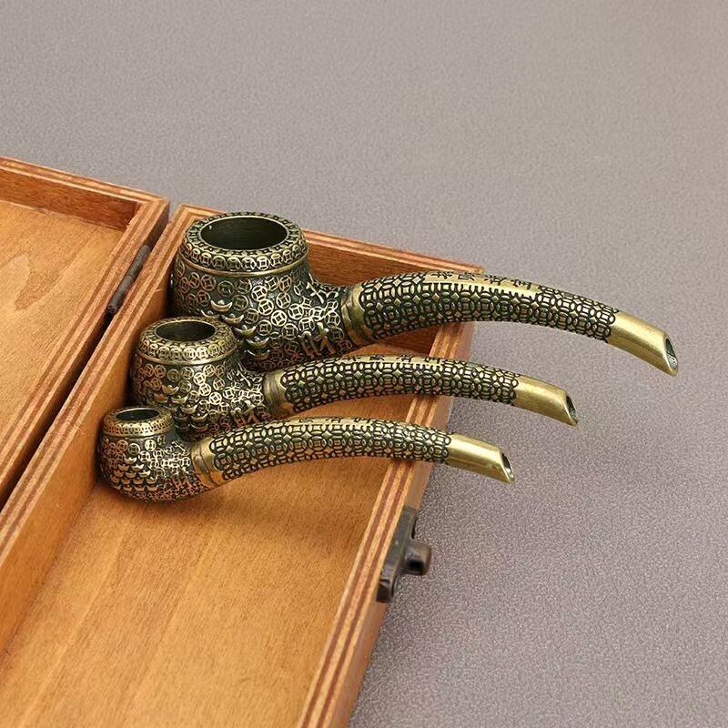 Vintage brass vintage pipe, men’s gentleman’s figurine gift