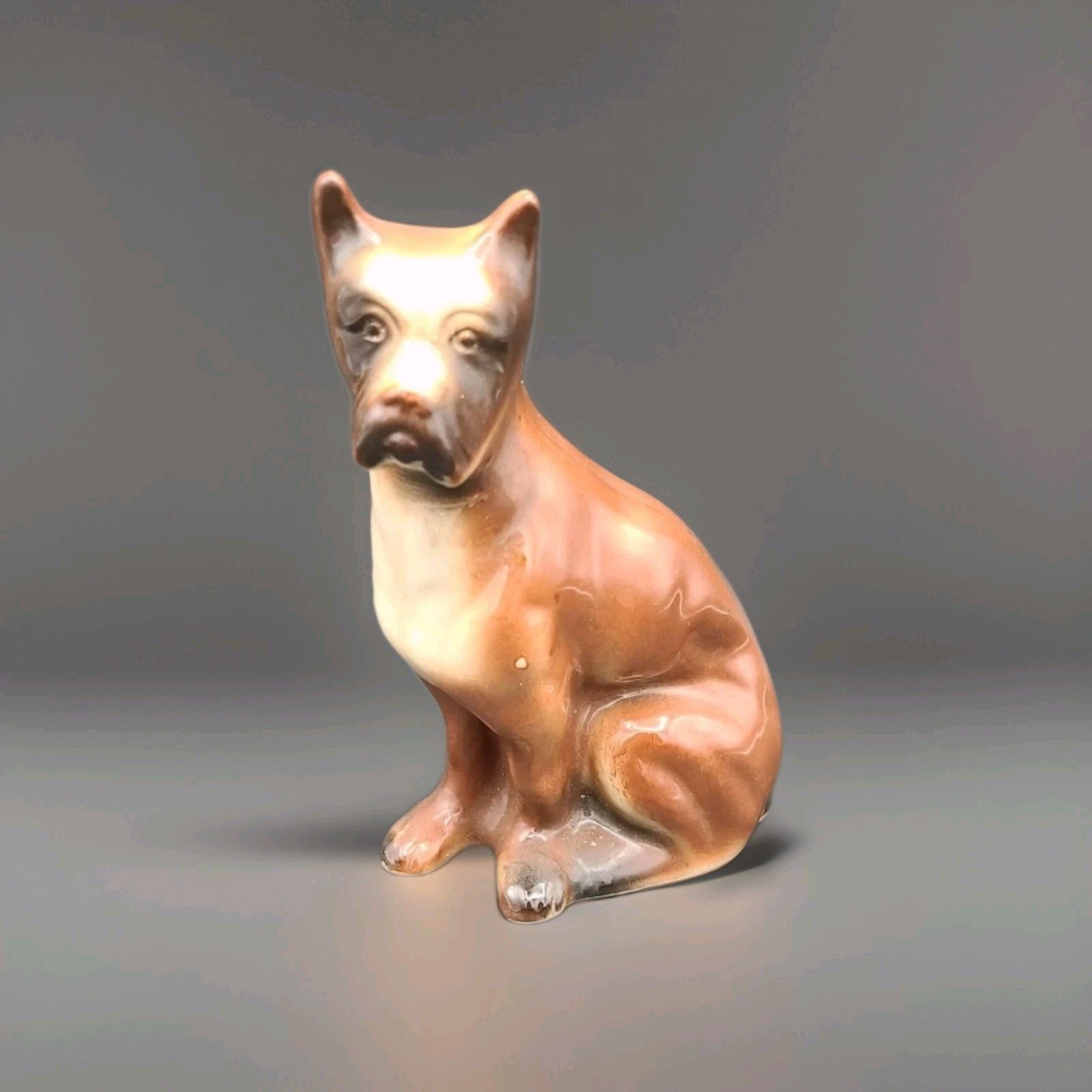 Vintage Boxer Dog Figurine Marked Ceramic