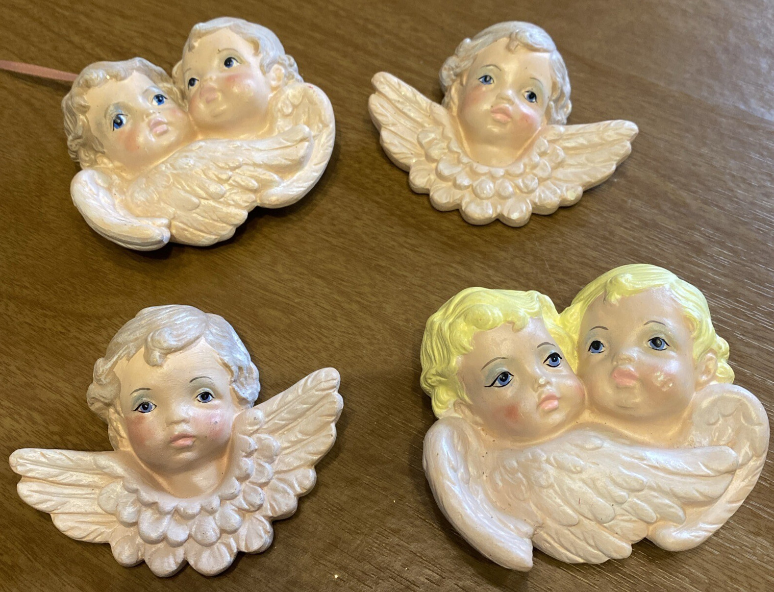 VTG SCIOTO CHERUB ANGELS 1989 SET OF 4 Resin Wall Plaques Christmas Ornaments