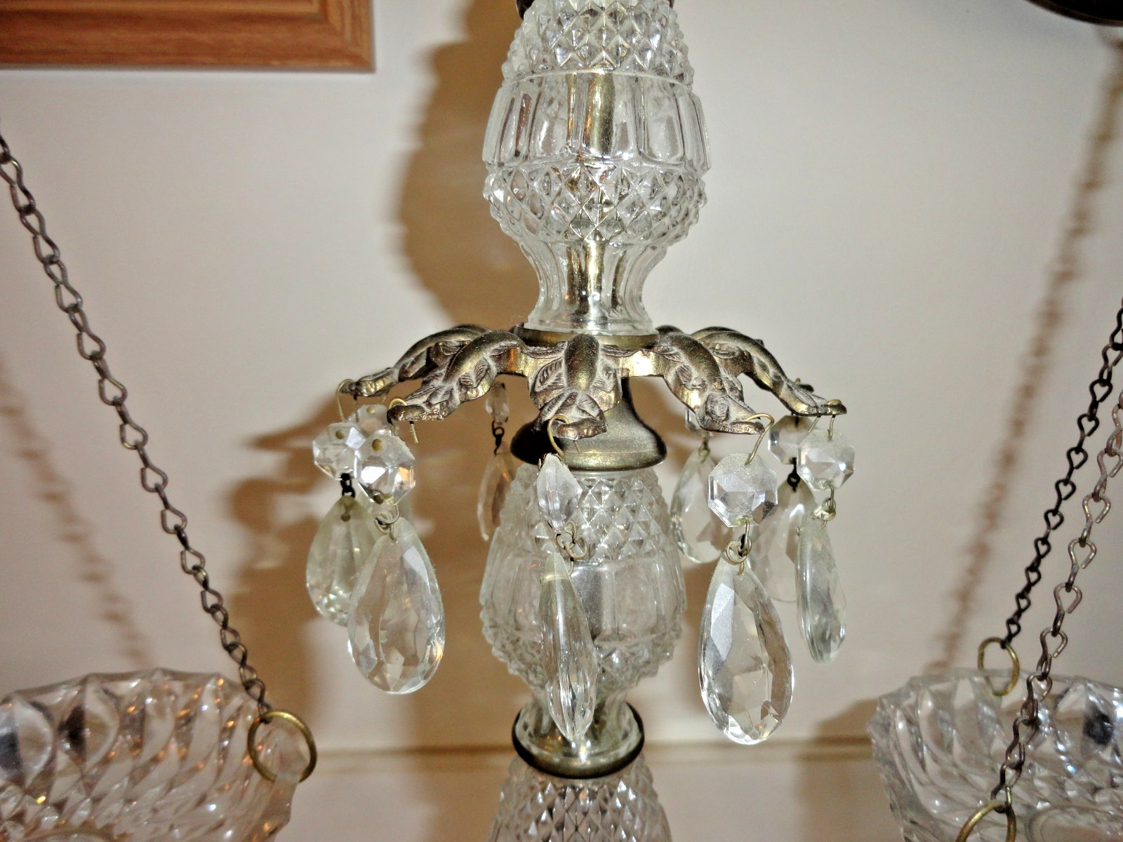 Vintage Scale Of Justice Crystal Brass Prisms Marble Base Regency Law 23” Tall