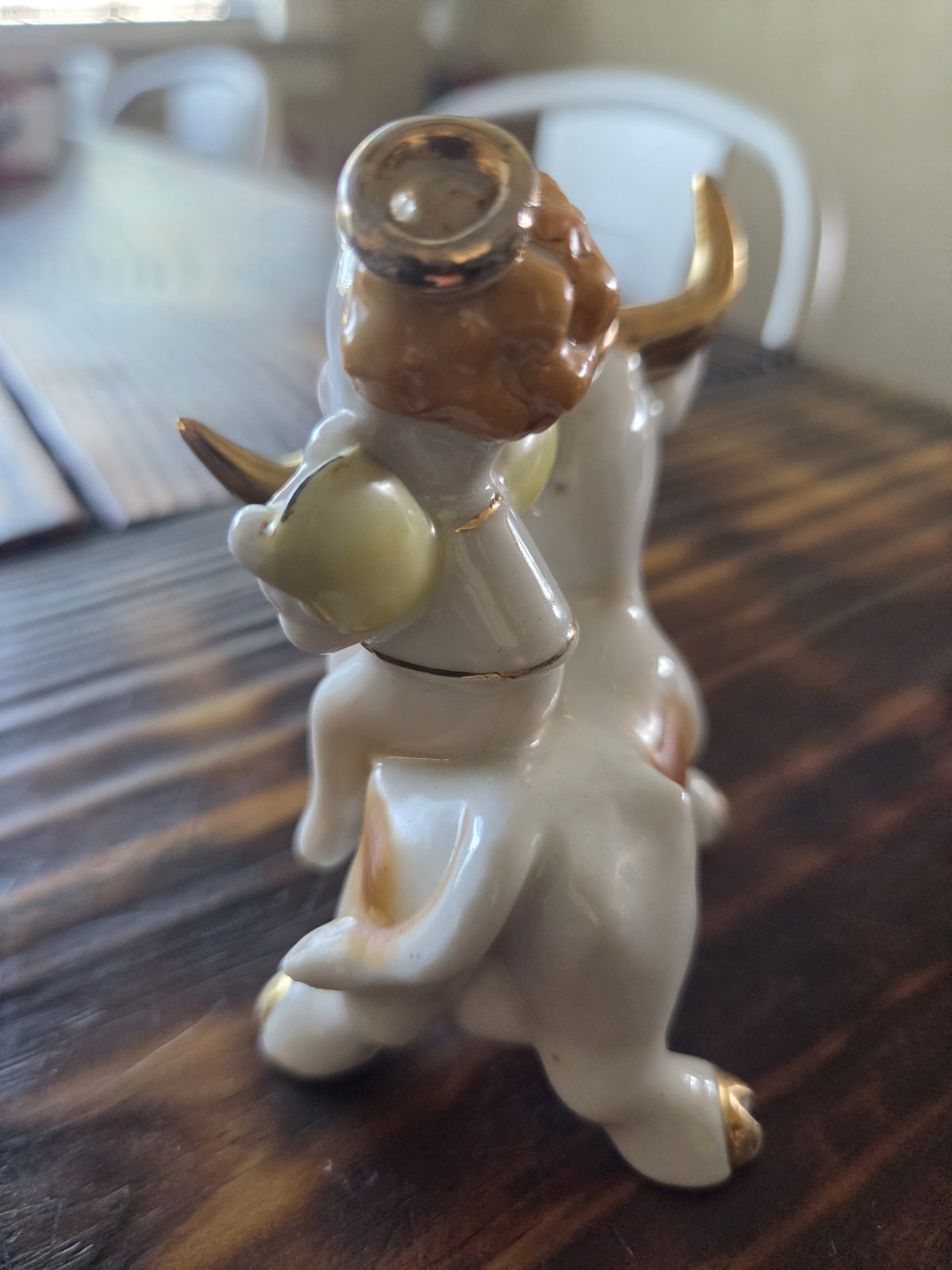 Rare Napco Cherub Playing Harp On Bull Figurine Japan