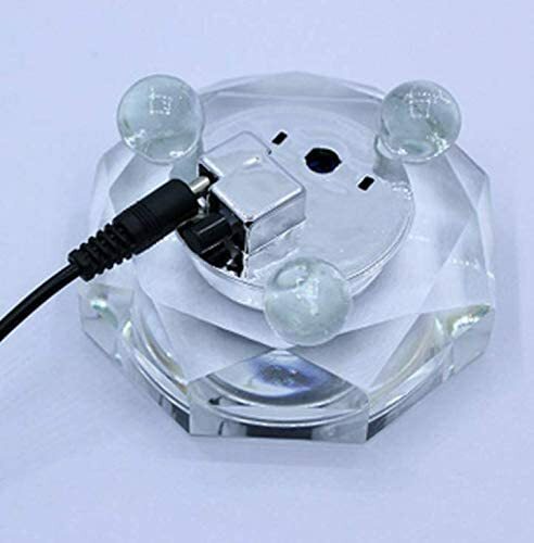 4″ Clear Crystal Glass Display Base Stand With Led Light Multicolor Mirror Plate