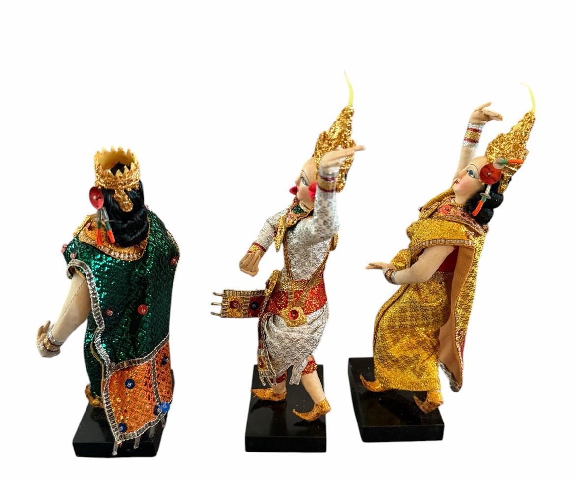 Set Of 3 K.J Dolls. Thailand Dancers Figurines 7”