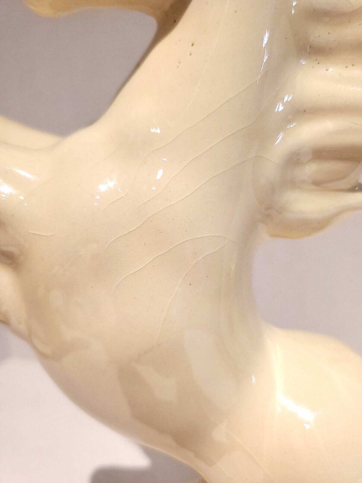 White Glaze High Gloss Rearing Stallion Statue 11″