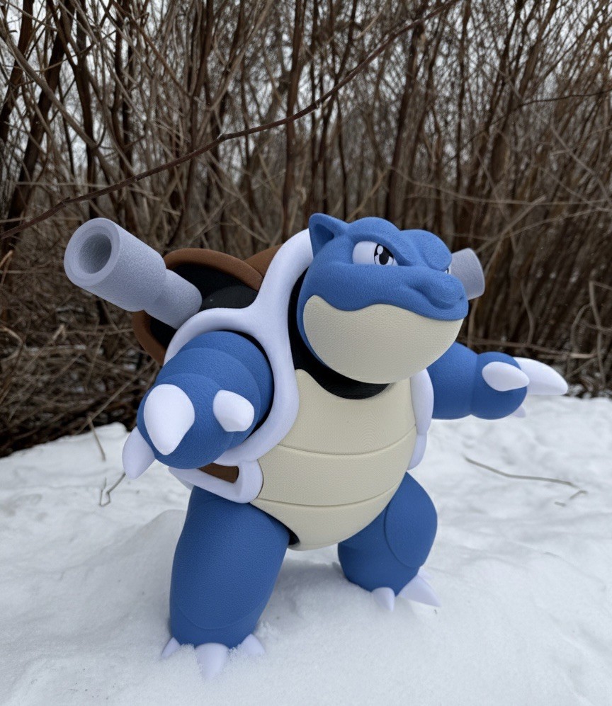 14 Inch PLA 3d Printed Blastoise Figure Statue Hand Assembled Model