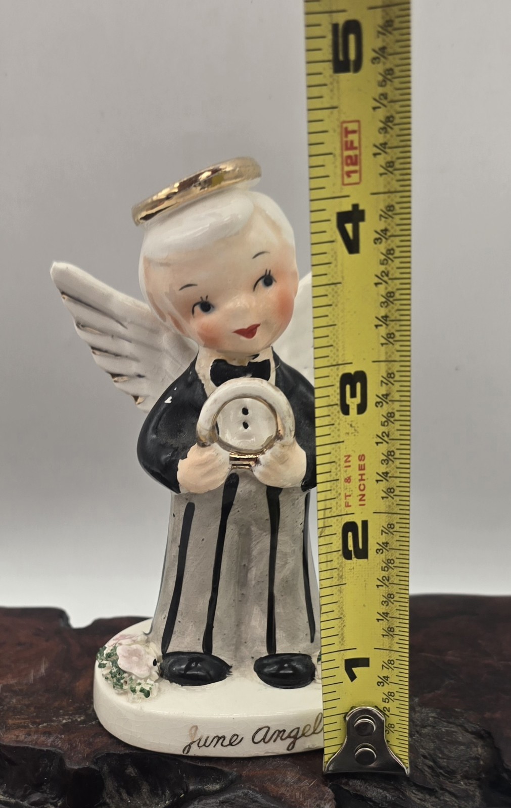 Vintage NAPCO Angel Boy Figurine June Birthday Repaired * Read