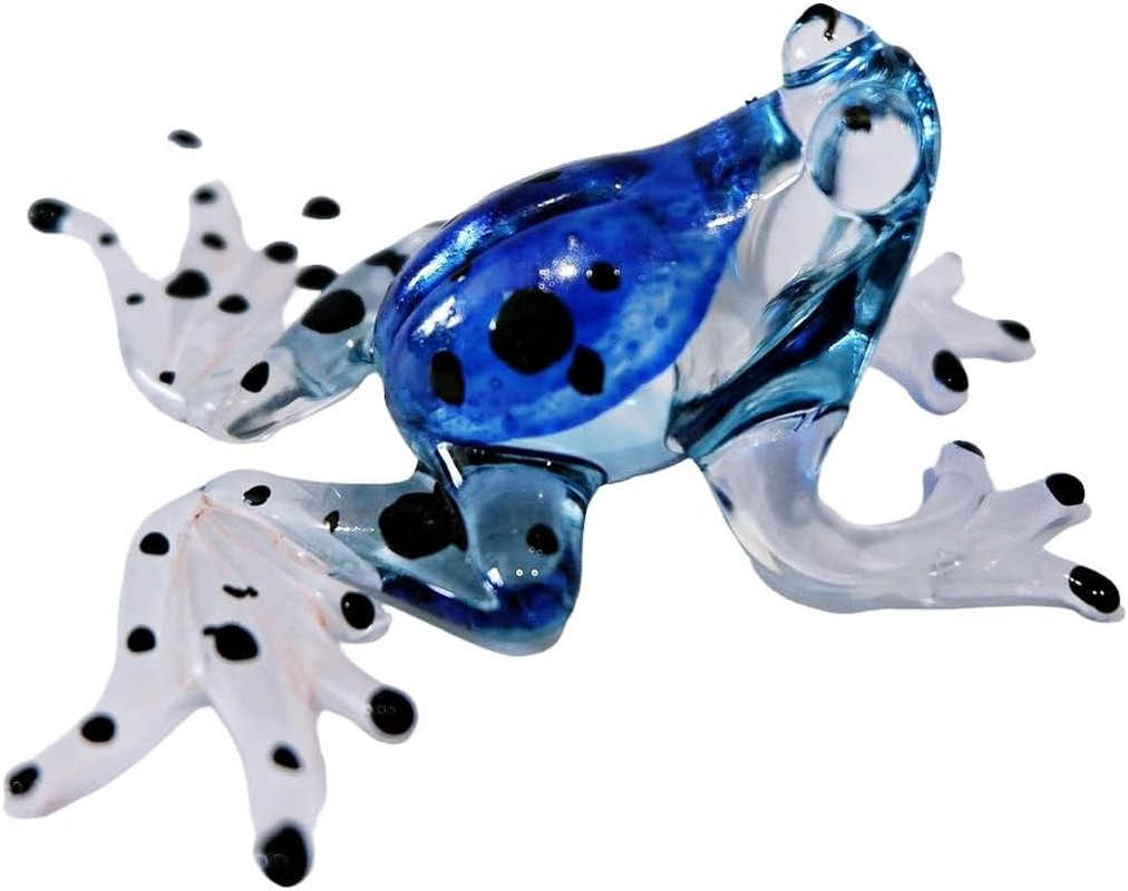 Frog Tiny Miniature Figurines Animals Hand Blown Glass Art, Collectible Gift Dec