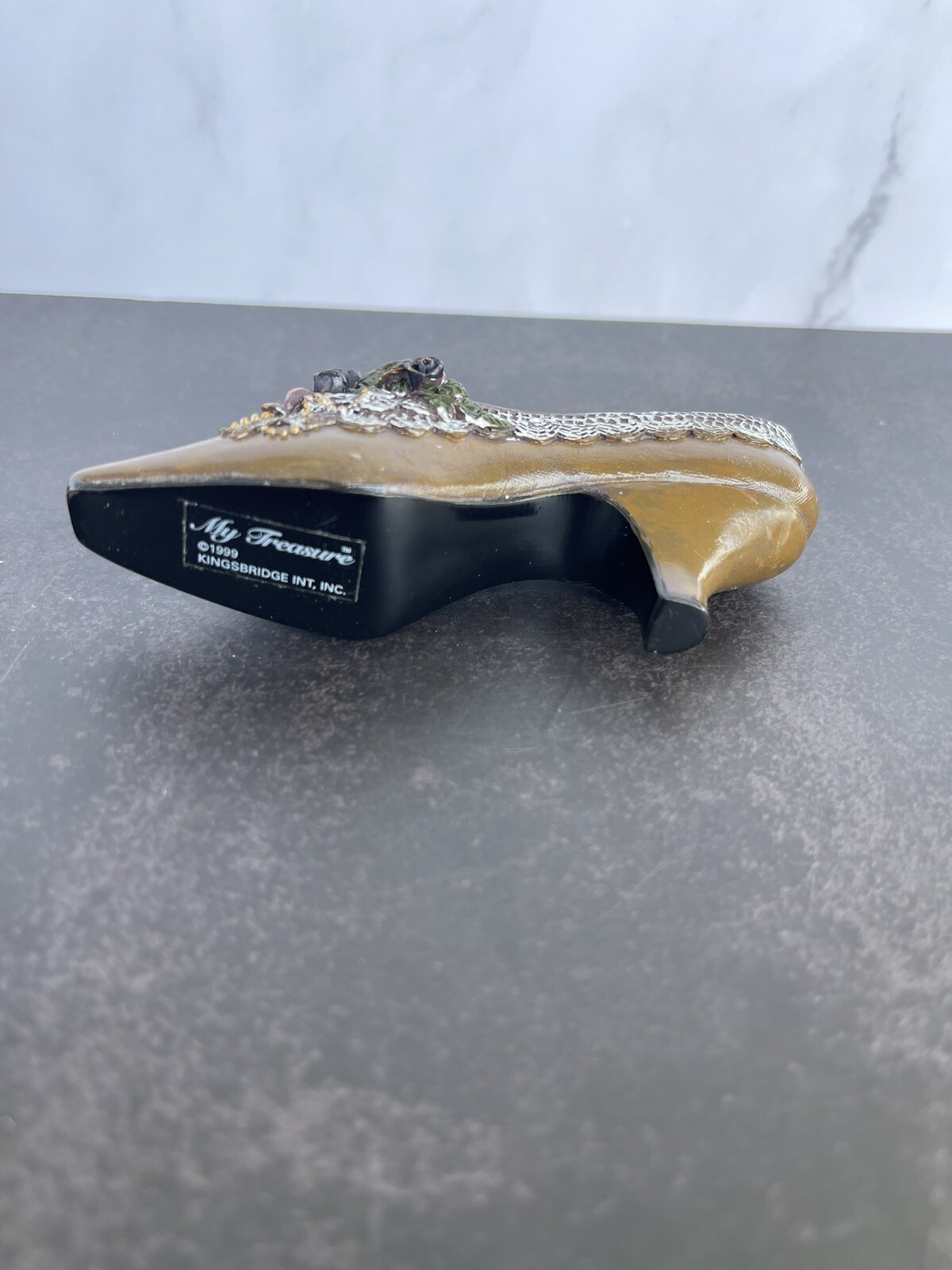 My Treasure Collectible Vintage Miniature Shoe 1999 Brown Pink Black Resin