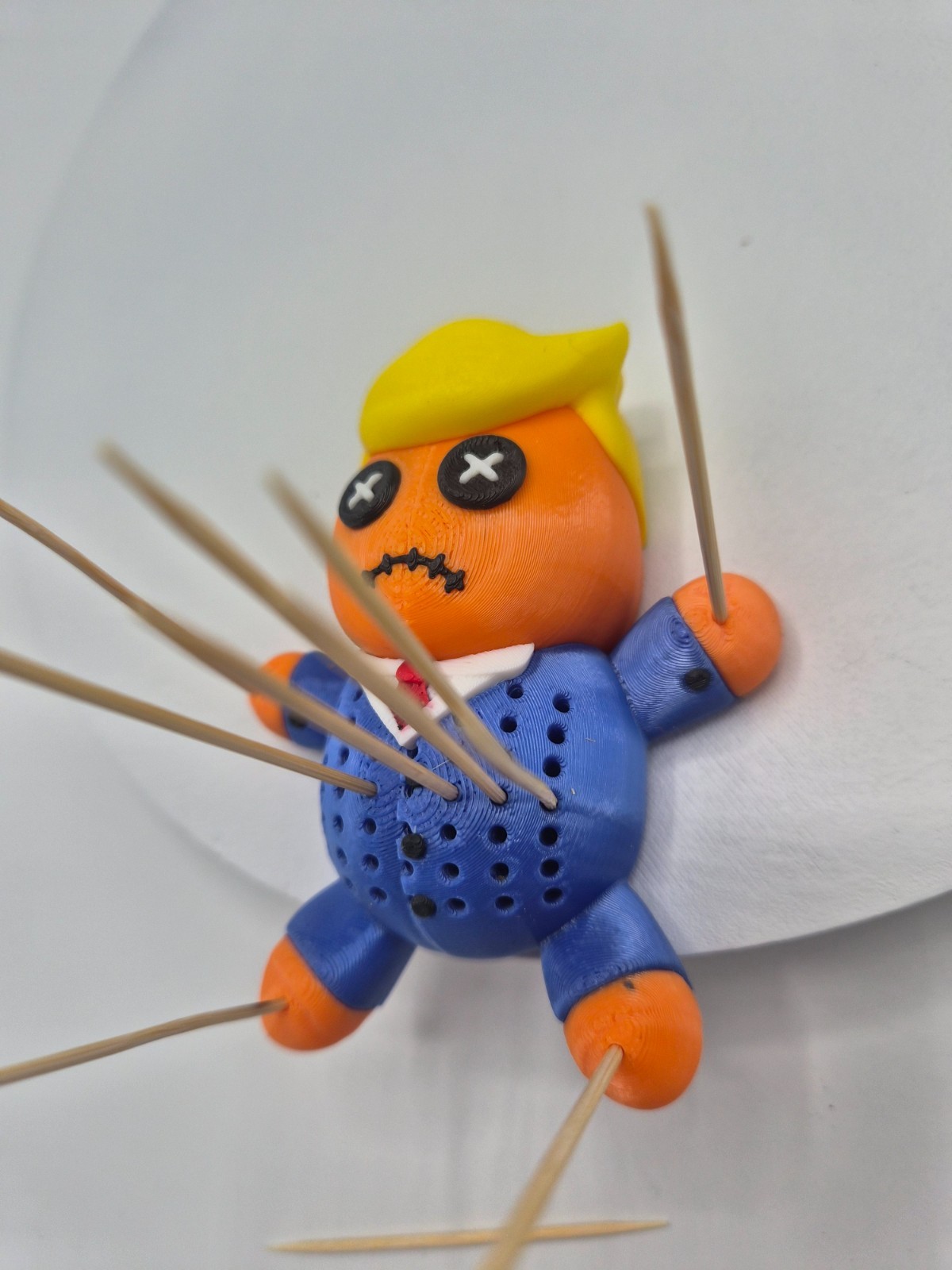 Whimsical Orange Trump Toothpick Holder – 3D Printed Voodoo Doll for a Fun Twist