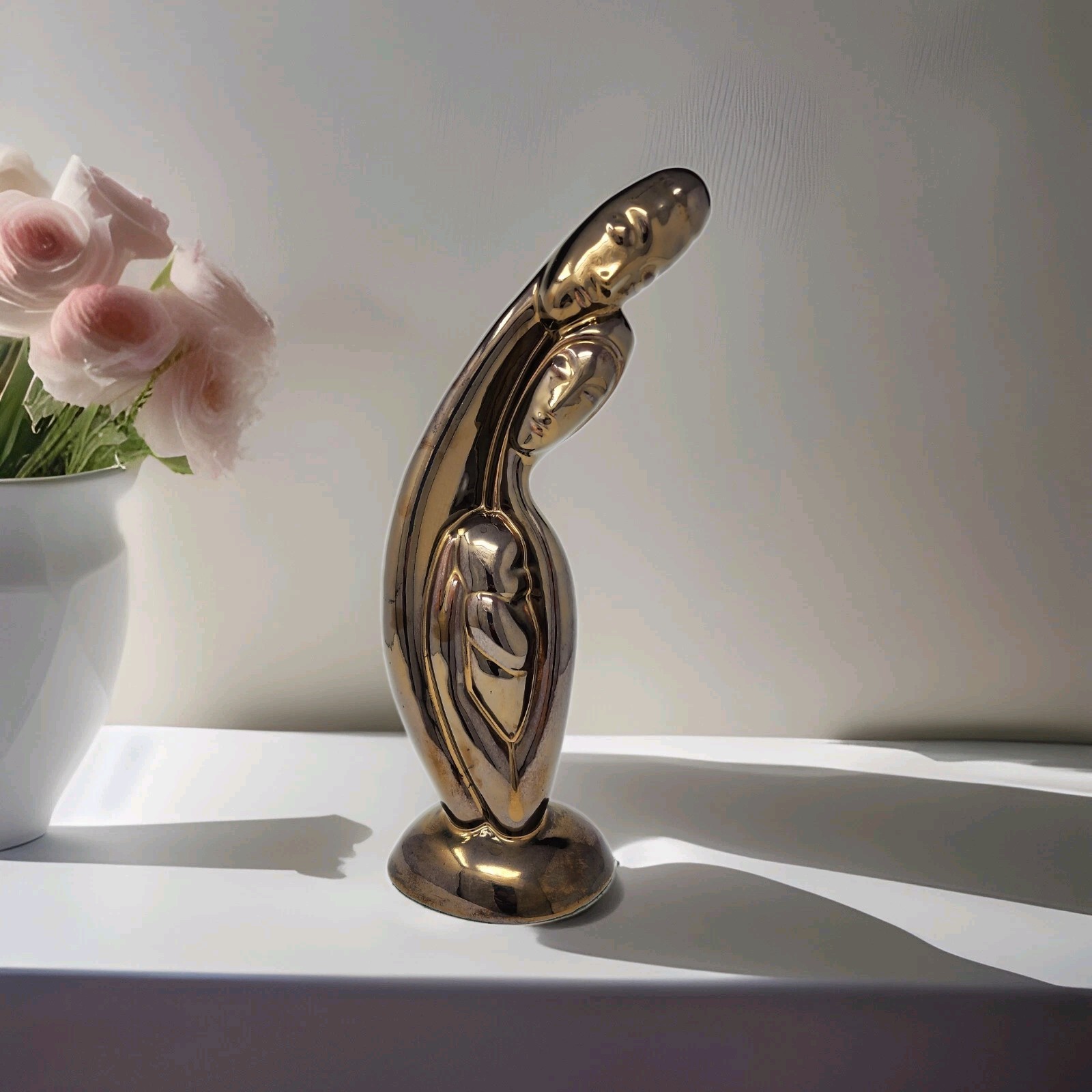 Haeger Parents & Child Embrace Family Sculpture MCM Abstract Art Deco Pottery