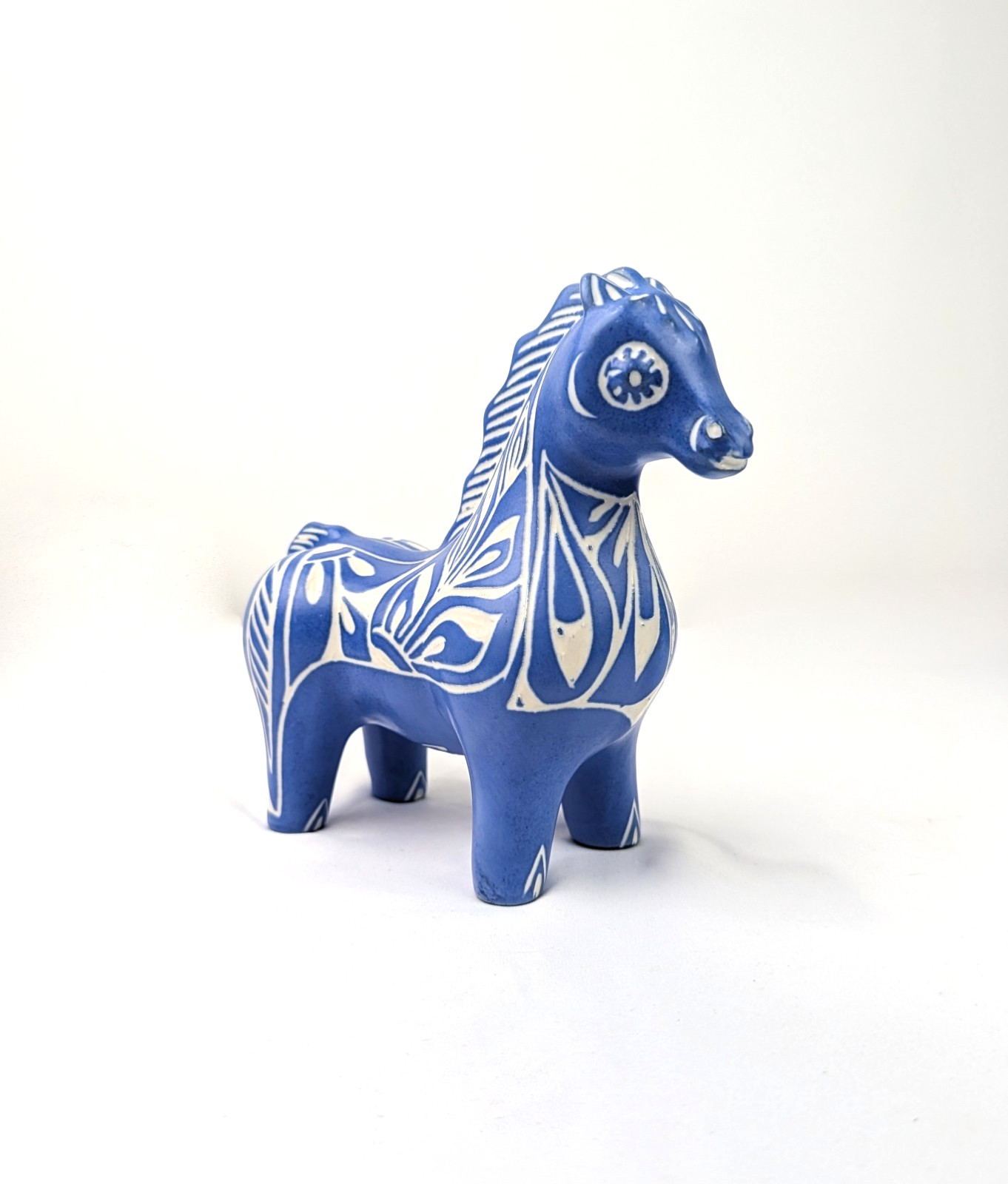 Vintage Pablo Zabal Pottery Horse Figurine “Blue Zoo” Collection Signed 7″