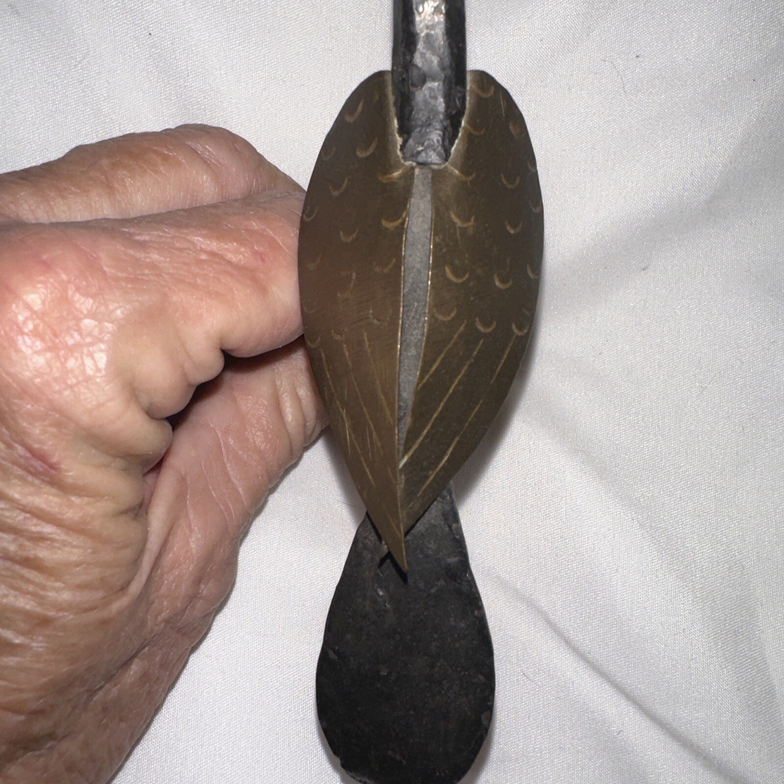Vintage Folk Art Iron Metal Heron Egret Bird Statue Sculpture Estate Sale Find