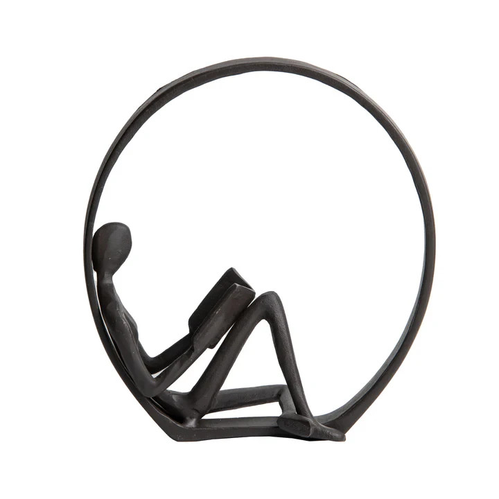 Modern Contemporary Design Black Encircled Reader Iron Sculpture Home Decorative