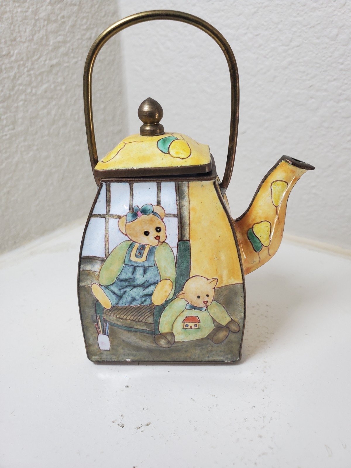 Empress Arts Bears Miniature Enamel Teapot 1997 Vintage Kelvin Chen