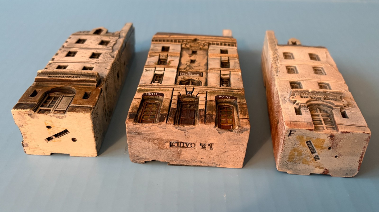 3 Gault ceramic houses miniature buildings Paris 1985, wargame 15mm