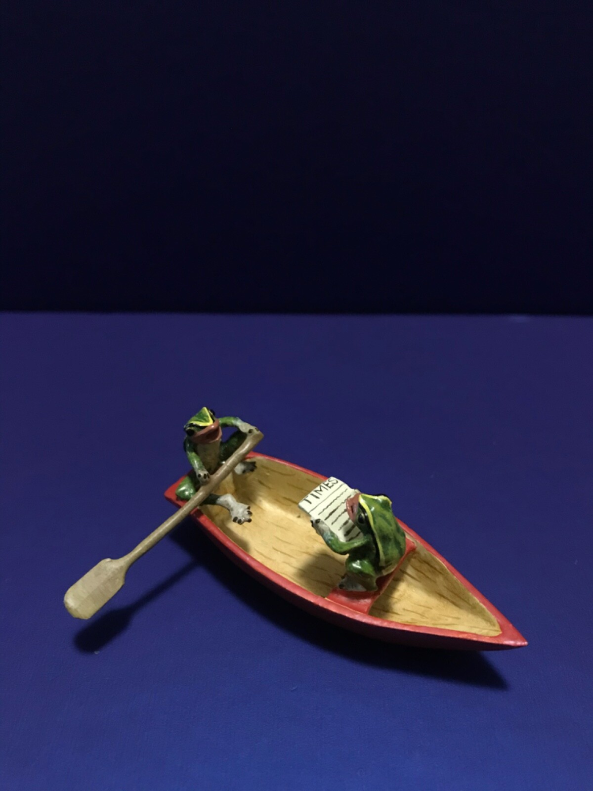 Frogs Rowing Bronze Figurine