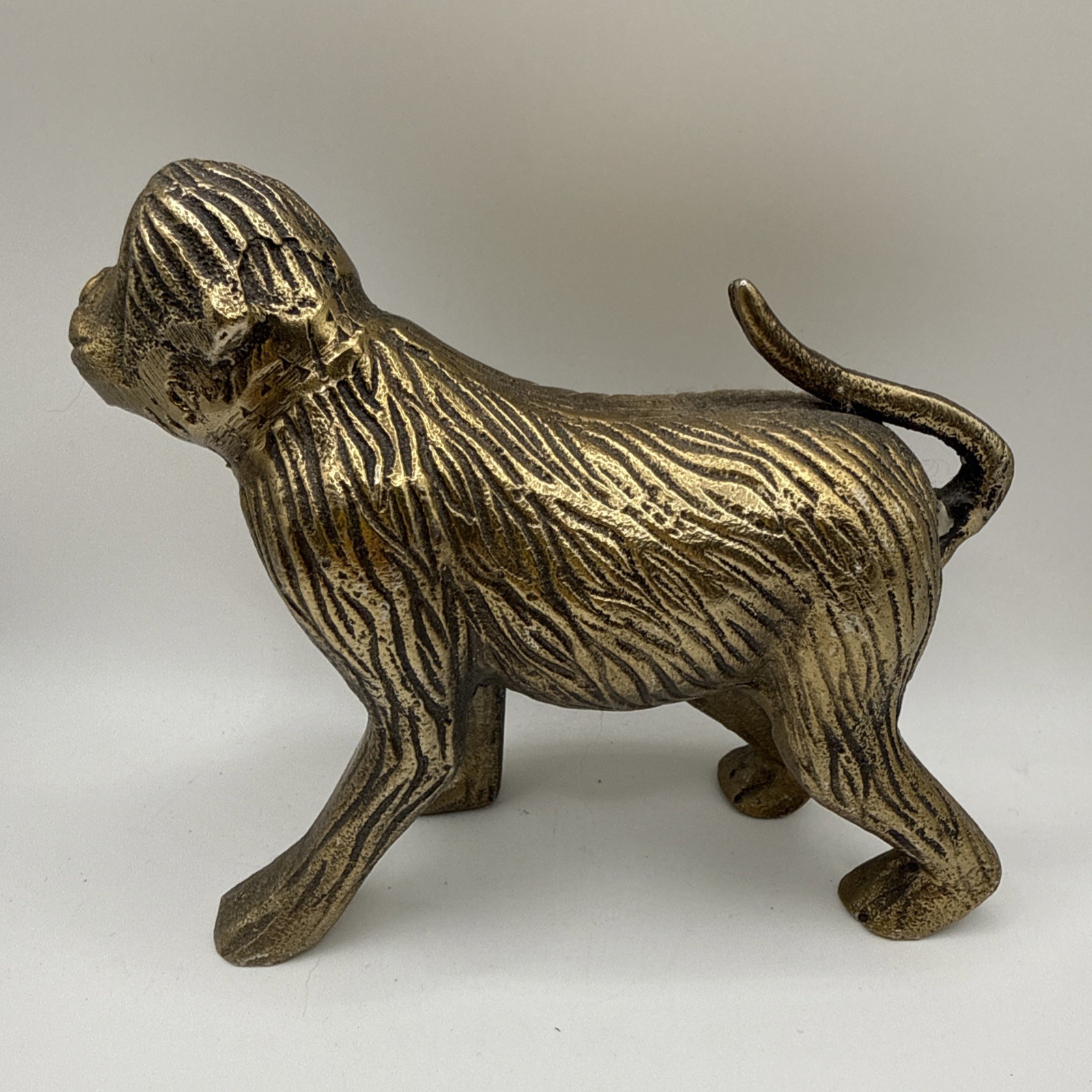 Cast Metal Prowling Monkey Figurine: Contemporary Shelf Decor (5.75″)