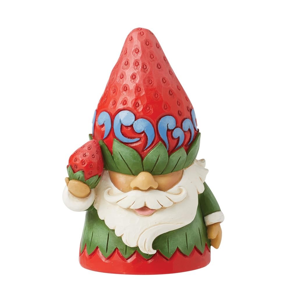 Jim Shore Heartwood Creek Gnome with Strawberry Hat Figurine- Stone Resin Hand P