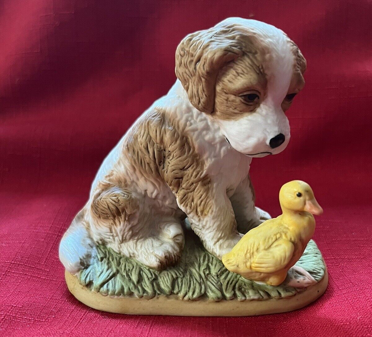 Vintage HOMCO Porcelain Spaniel Puppy Dog and Duckling Figurine #1413