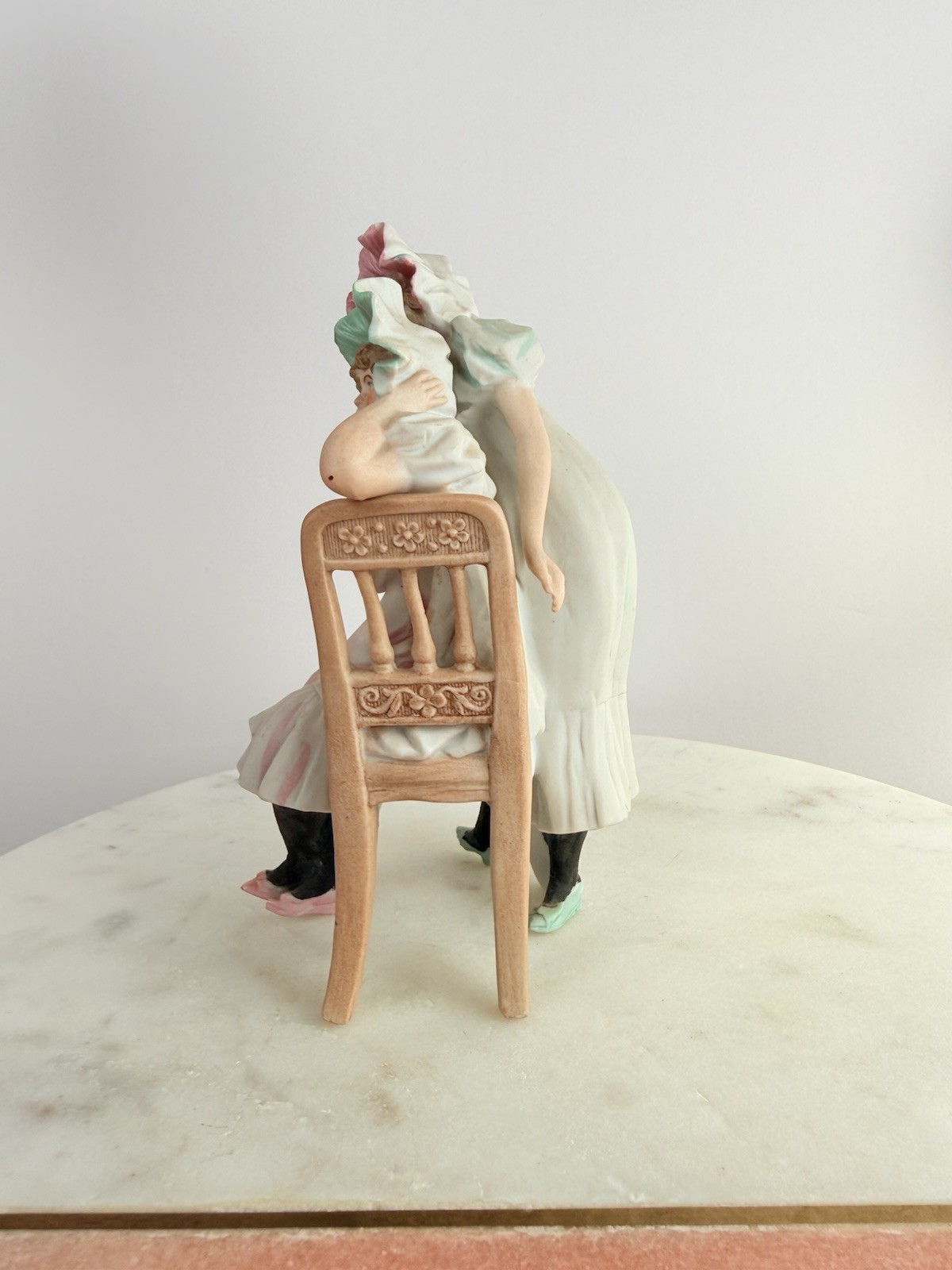 Antique German Bisque Figurine Two Girls on Bench Heubach Style Mold 3089 c1900