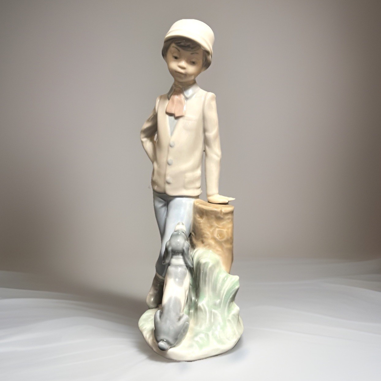 Lladro Nao Boy with Dog Figurine Mutual Contemplation #380 Spain 9″ Vintage