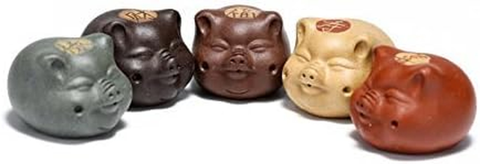 Teapet 5Pcs Pig Fu Happy Prosperity Good Lucky Decoration Fengshui Gift