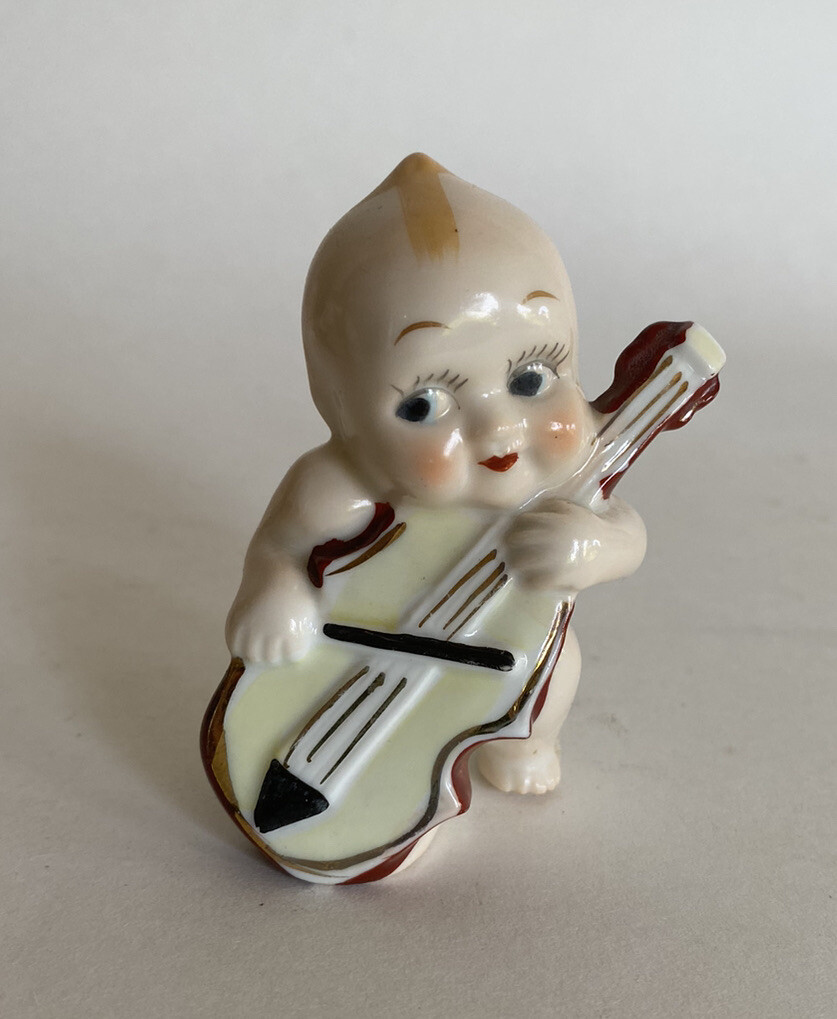 5pcs Vtg Kewpie Musician Figurines Japan Tuba-Violin-Cello-Drum-Mandolin