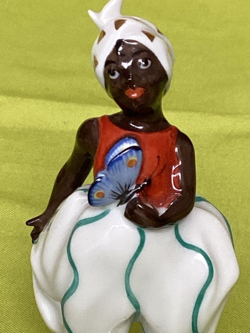 Art Deco Augarten Figurine Moore Boy With Butterfly by Mathilde Jaksch