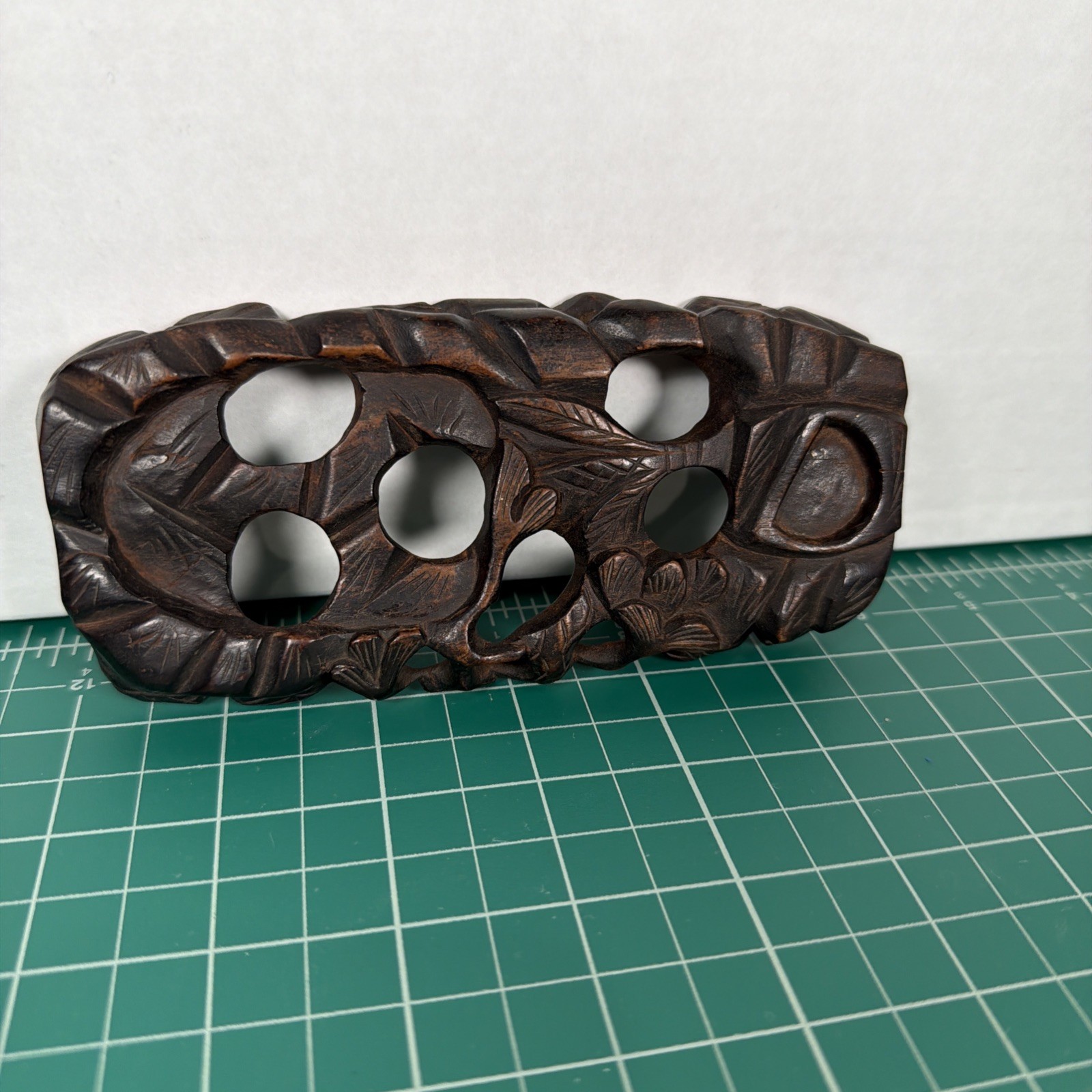 Vintage piece of carved Wood Plant theme 6” Unknown Origin Culture Or Age