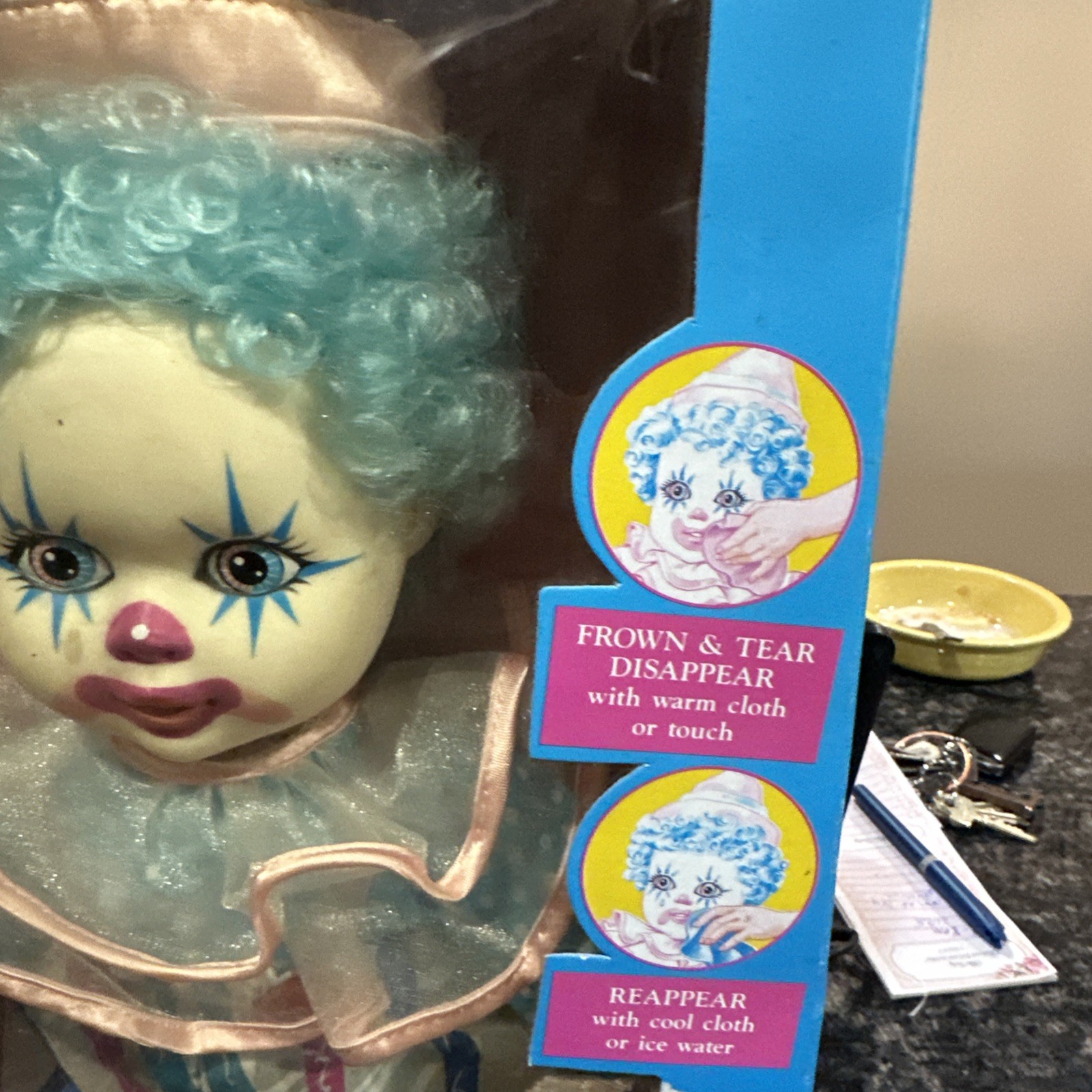 RARE VTG Frown Clown 1991 Magically Wash Away My Frown Sad To Glad Doll In Box