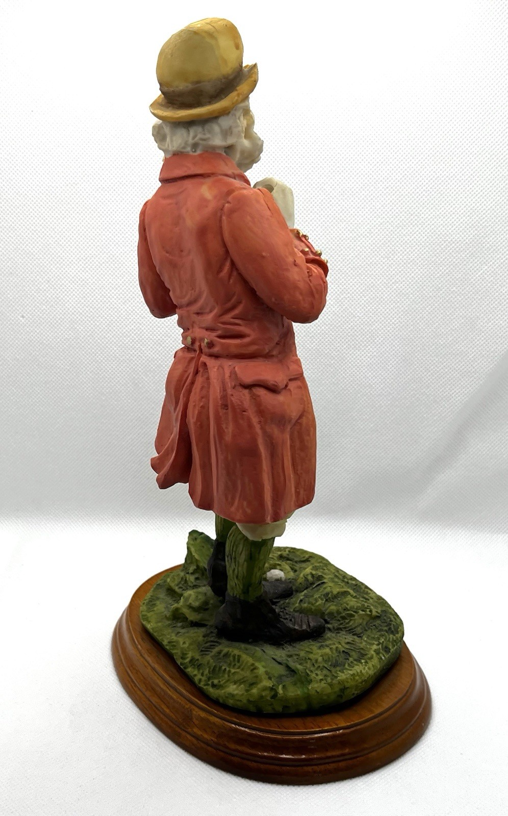 Vintage Gentleman Golfer Figurine 10.5” Red Coat Statue on Wood Base | Excellent