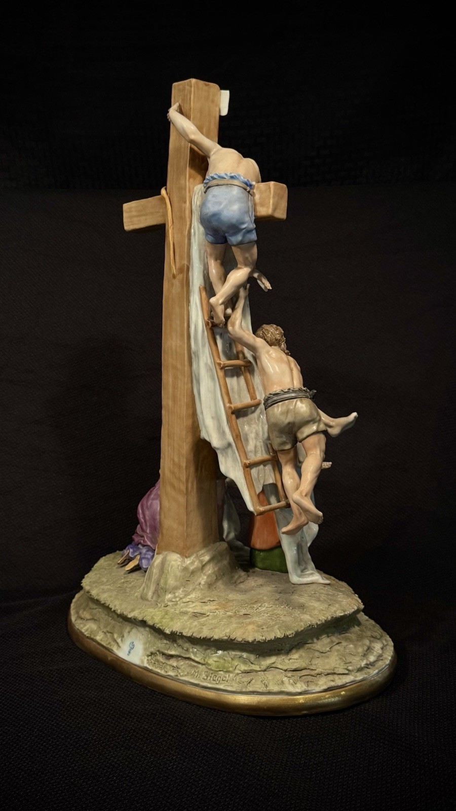 Large Sitzendorf Porcelain “Descent from the Cross” 21”, M. Siegel, Biblical