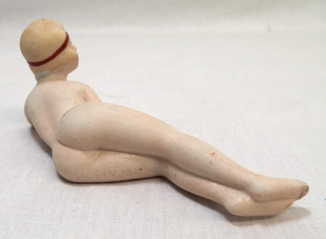 Vintage 1950s Flapper Girl Nude Bathing Beauty Woman Figurine Japan Handpainted