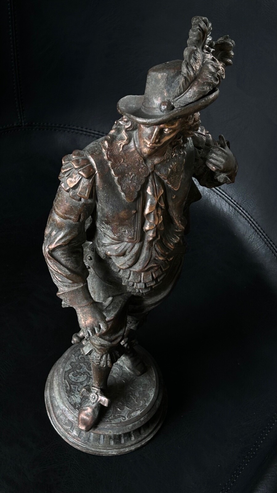 Antique Bronze Statue • Jennings Brothers • JB Copper Bronze Musketeer